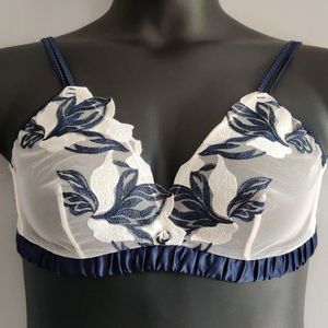 Embroidered Mesh Bra